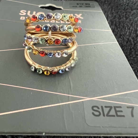 SugarFix Rings. Set of 5 colorful rings. Size 7 - Picture 1 of 2